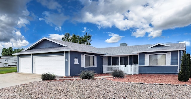 3718 N Navajo Dr, Prescott Valley, AZ 86314 - single story home with concrete driveway, a shingled roof, and a garage