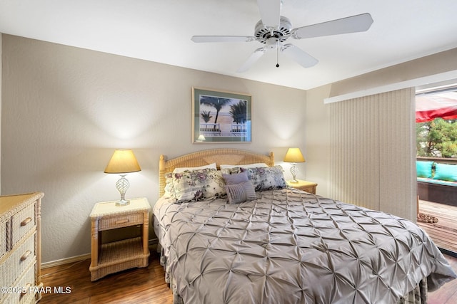 229 Creekside Cir Unit 15C, Prescott, AZ 86303 - bedroom with wood finished floors and a ceiling fan