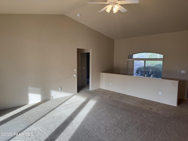 2508 N Leah Ln, Prescott, AZ 86301 - empty room featuring a ceiling fan, high vaulted ceiling, and carpet