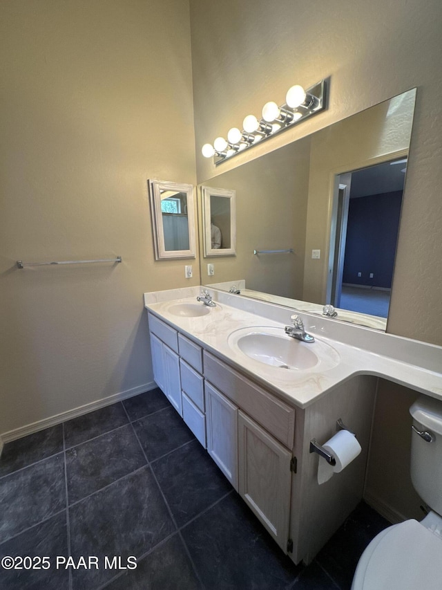 2508 N Leah Ln, Prescott, AZ 86301 - bathroom with tile patterned flooring, a sink, double vanity, and toilet