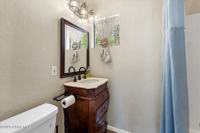 4820 S Lund Ct, Prescott, AZ 86303 - full bathroom featuring vanity, curtained shower, and a textured wall