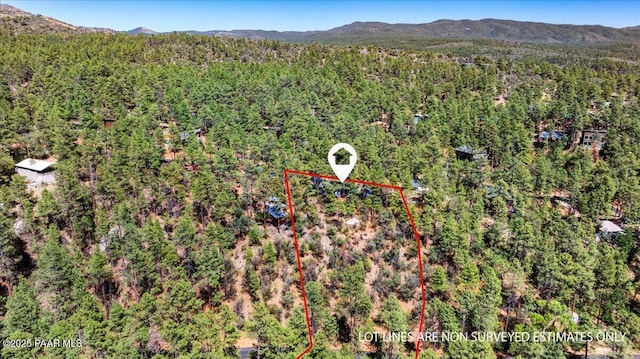 4820 S Lund Ct, Prescott, AZ 86303 - aerial view of property and surrounding area with a forest and property parcel outlined