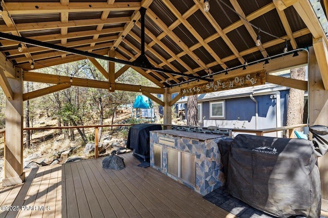 4820 S Lund Ct, Prescott, AZ 86303 - wooden deck with exterior kitchen