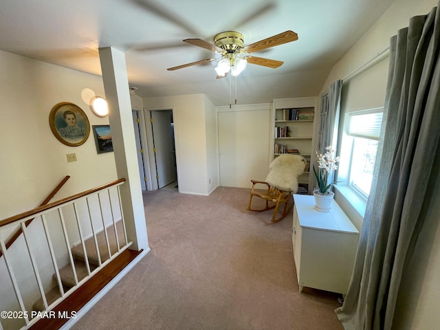 14600 E Eagle Dr, Dewey-Humboldt, AZ 86327 - sitting room featuring carpet, a ceiling fan, and an upstairs landing