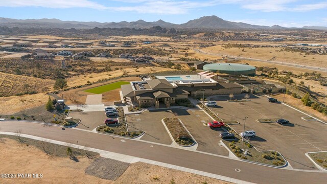 drone / aerial view featuring a mountain view