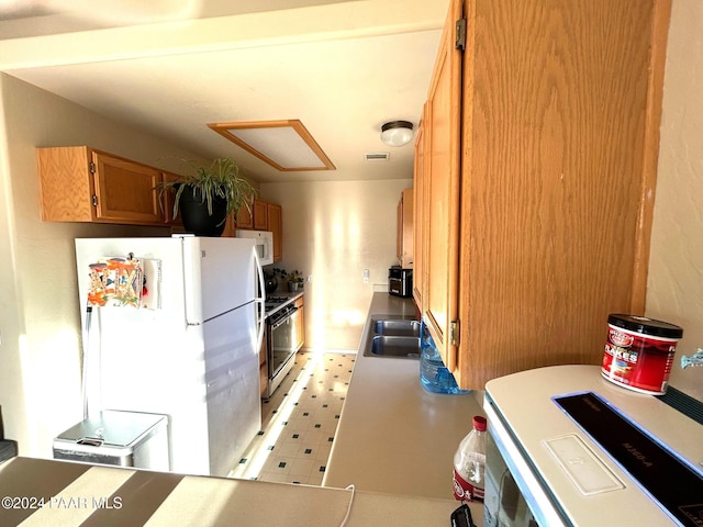 kitchen featuring sink and white appliances