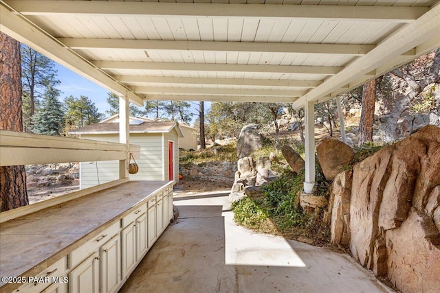 view of patio with an outdoor kitchen