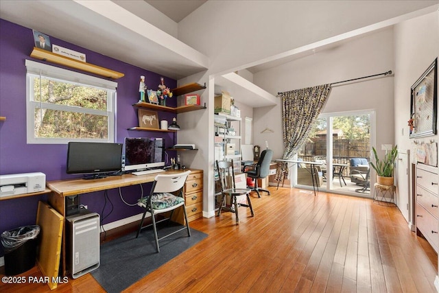 office space featuring light hardwood / wood-style flooring