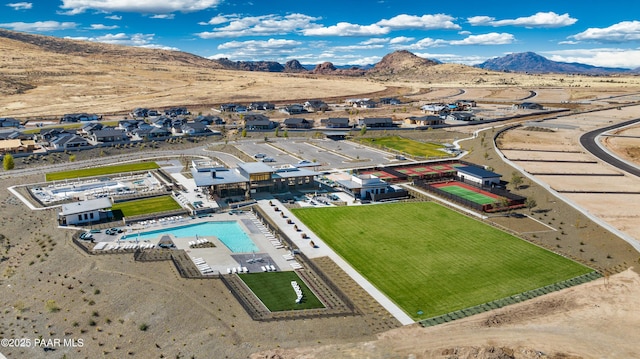 aerial view with a mountain view