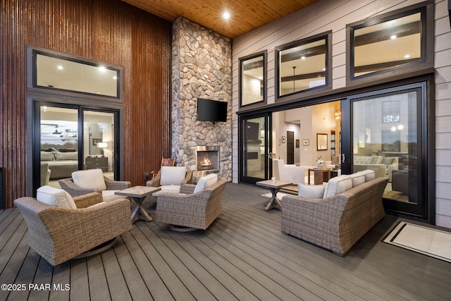15425 N Talking Rock Ranch Rd, Prescott, AZ 86305 - deck with an outdoor living space with a fireplace