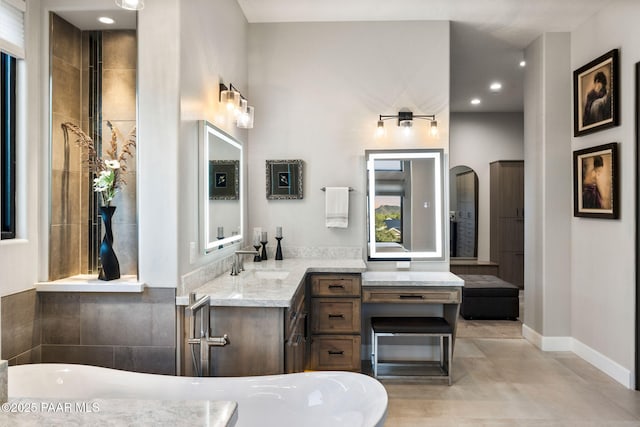 15425 N Talking Rock Ranch Rd, Prescott, AZ 86305 - full bathroom with a freestanding bath, vanity, and recessed lighting