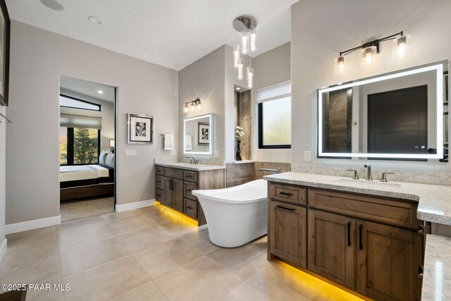 15425 N Talking Rock Ranch Rd, Prescott, AZ 86305 - full bath with two vanities, a freestanding bath, and connected bathroom
