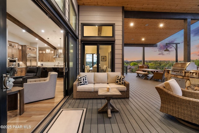 15425 N Talking Rock Ranch Rd, Prescott, AZ 86305 - deck featuring exterior kitchen and outdoor lounge area