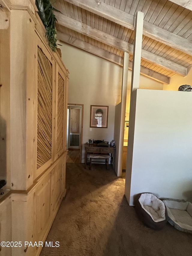 13502 S Burton Rd, Mayer, AZ 86333 - corridor with carpet flooring and wooden ceiling