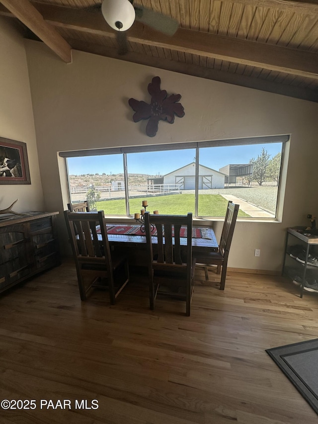 13502 S Burton Rd, Mayer, AZ 86333 - dining space featuring wood ceiling and wood finished floors