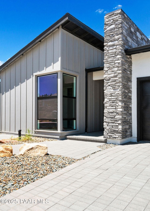 exterior space with board and batten siding
