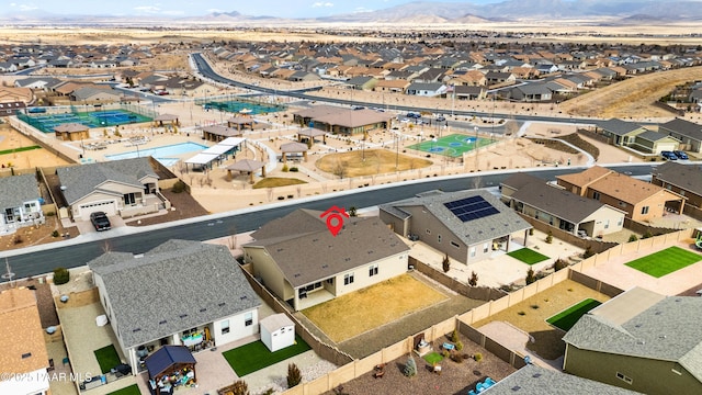 aerial view with a mountain view