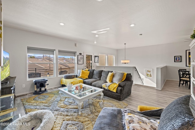 living room featuring light hardwood / wood-style flooring