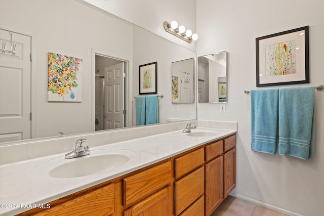 983 N Rolling Green Rd, Dewey-Humboldt, AZ 86327 - full bath featuring double vanity, tile patterned flooring, and an enclosed shower