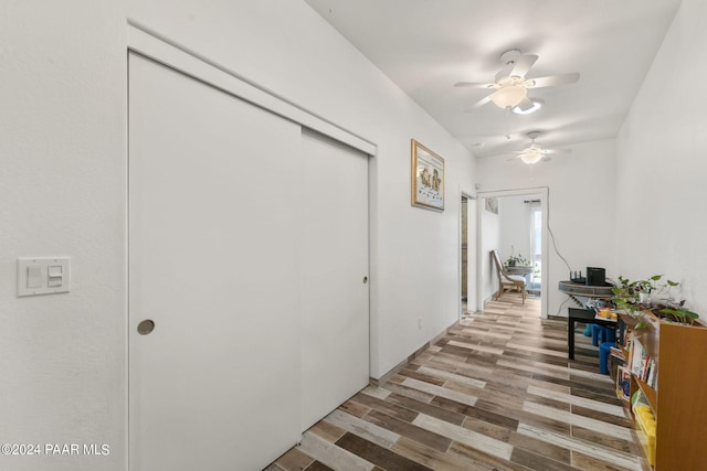 hallway with light wood-type flooring