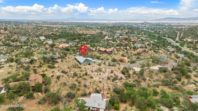 bird's eye view with a mountain view