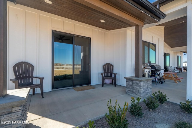 view of patio / terrace with a grill