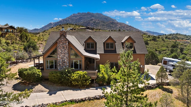 view of front facade with a mountain view