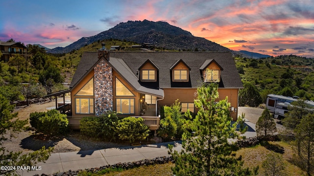 view of front of house with a mountain view