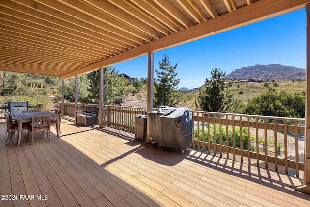 deck with a mountain view