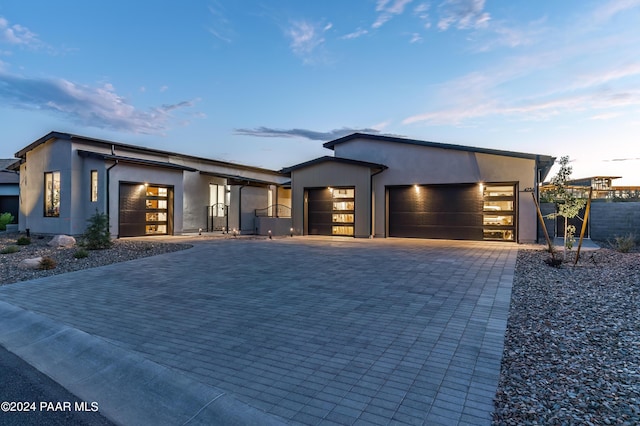 contemporary home featuring a garage