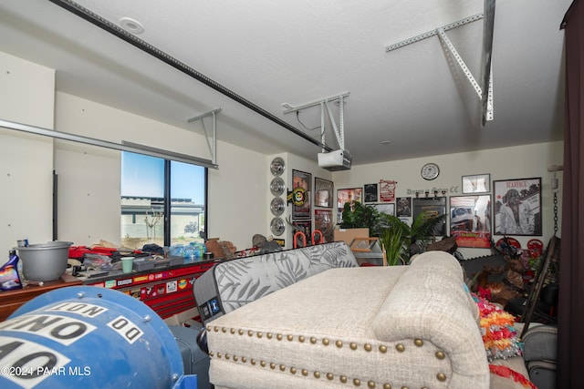 garage with a garage door opener