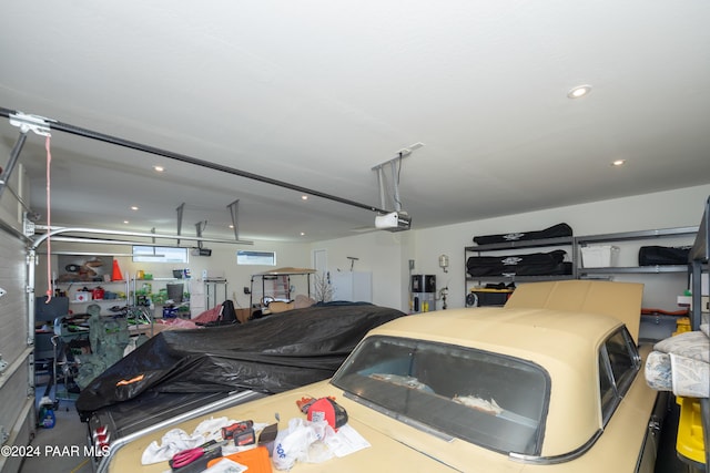 garage with a garage door opener