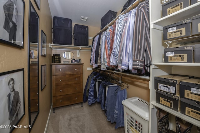 spacious closet with carpet flooring