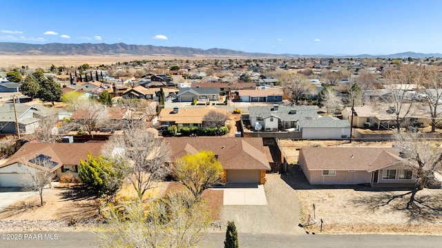 birds eye view of property featuring a residential view and a mountain view