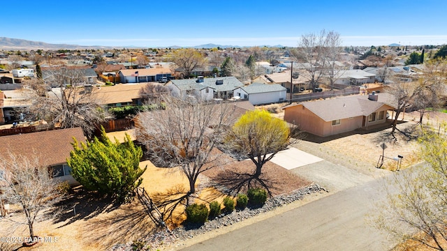 aerial view with a mountain view and a residential view