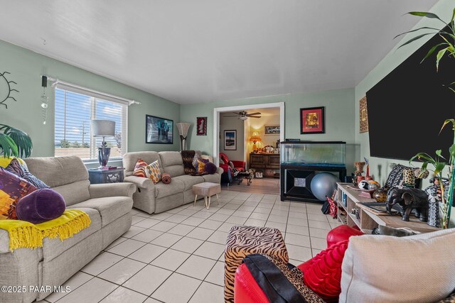 3161 N Valley View Dr, Prescott Valley, AZ 86314 - living area with light tile patterned floors and ceiling fan
