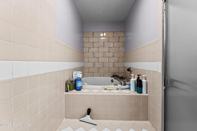 3161 N Valley View Dr, Prescott Valley, AZ 86314 - full bathroom with tile walls, tile patterned floors, and a bath