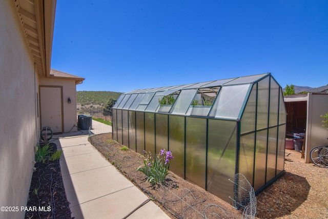 view of greenhouse with cooling unit