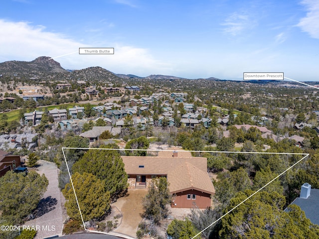 aerial view featuring a mountain view