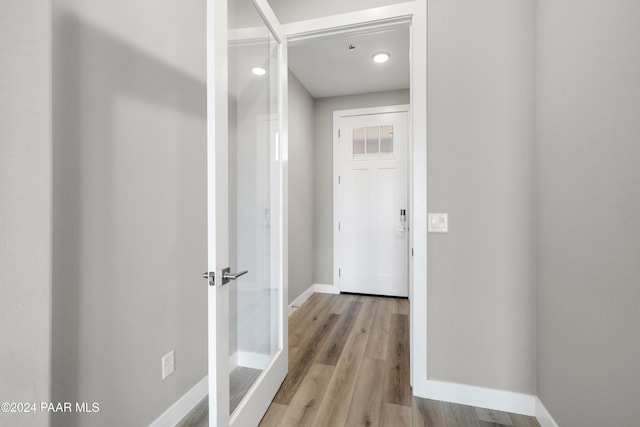 hall featuring light hardwood / wood-style floors