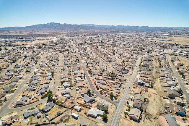 drone / aerial view with a mountain view and a residential view