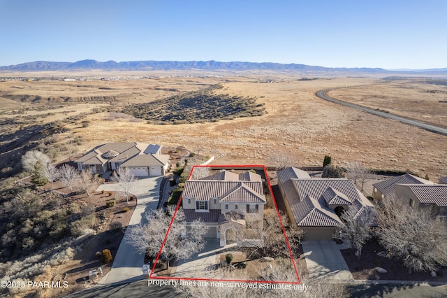 bird's eye view featuring a mountain view