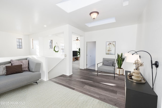 1891 N Tin Strap Trl, Prescott Valley, AZ 86314 - living area featuring a skylight, dark wood-style flooring, and recessed lighting