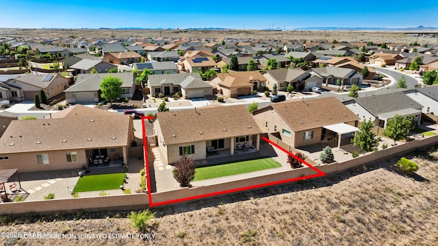 6286 E Livingston Loop, Prescott Valley, AZ 86314 - aerial view of residential area featuring property parcel outlined and a mountain backdrop