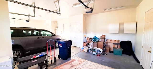 garage with a garage door opener