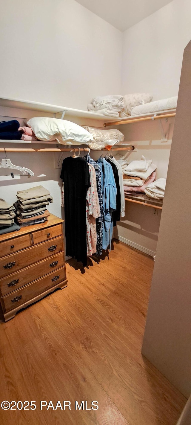 walk in closet featuring light wood-type flooring