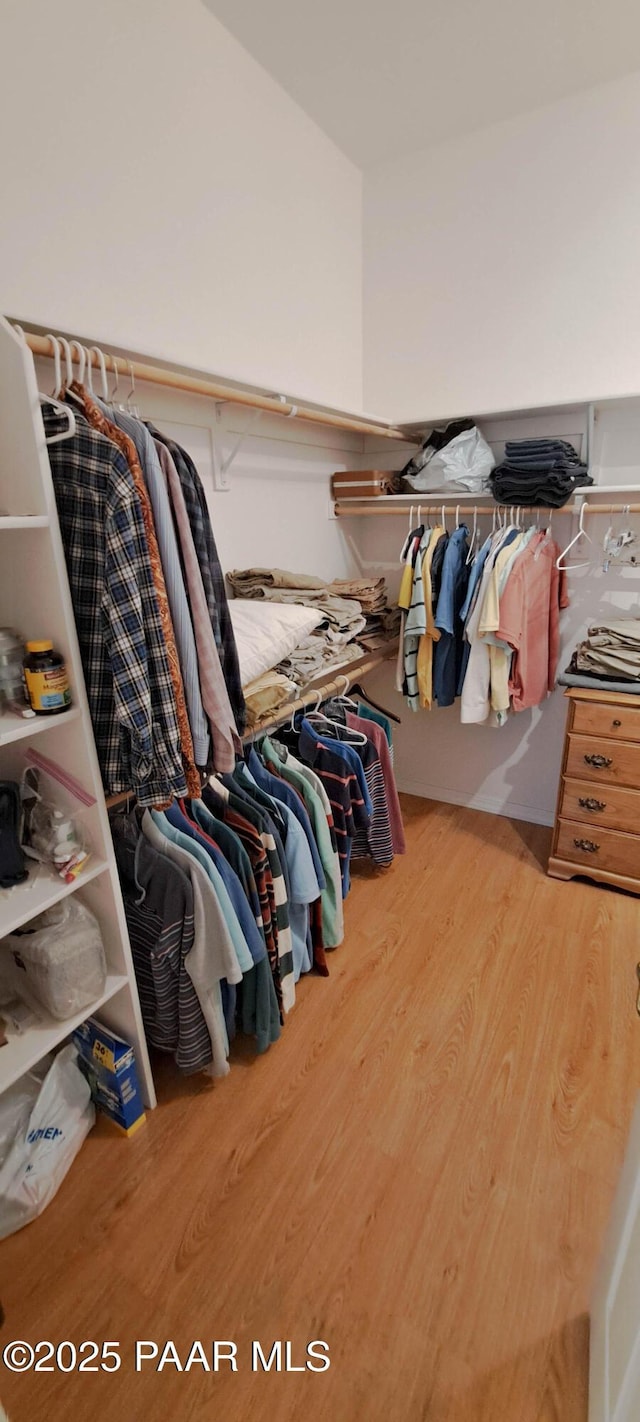 walk in closet featuring hardwood / wood-style floors