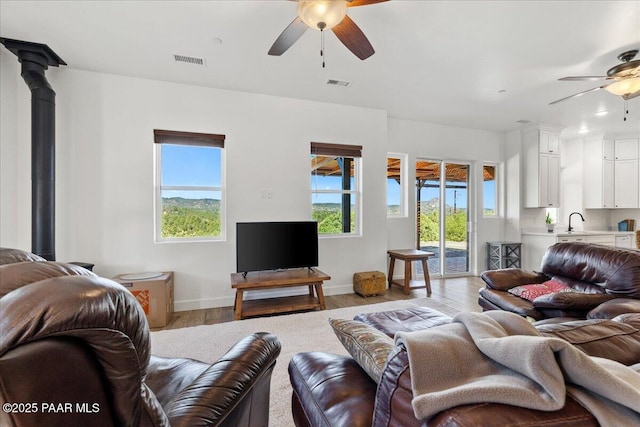 749 S Montezuma St, Prescott, AZ 86303 - living room with a ceiling fan and light wood finished floors