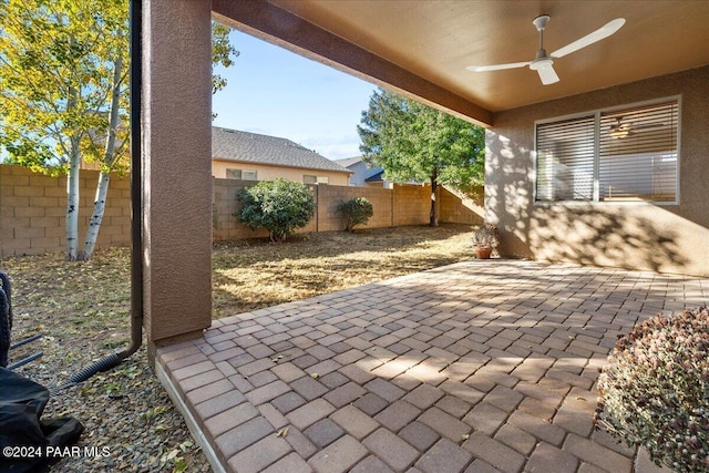 view of patio / terrace with ceiling fan