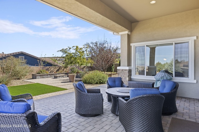 view of patio with an outdoor hangout area